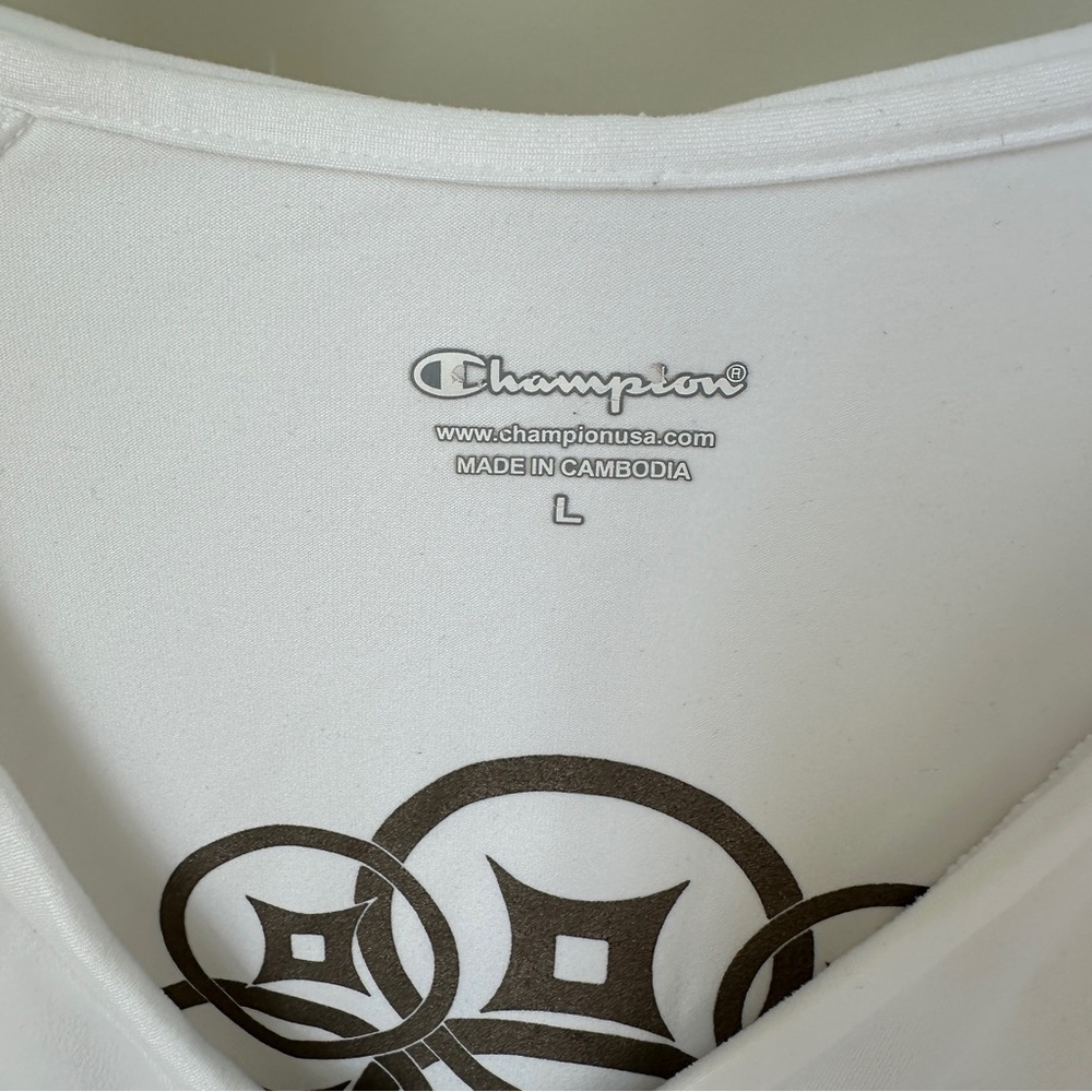 Champion Women's White V-Neck Hoodie Athletic Pullover Top Size Large - Picture 10 of 11